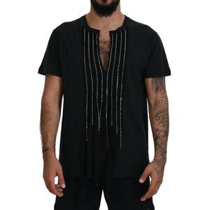 Dsquared² Black Chain Embellished Cotton Short Sleeve Men's T-shirt